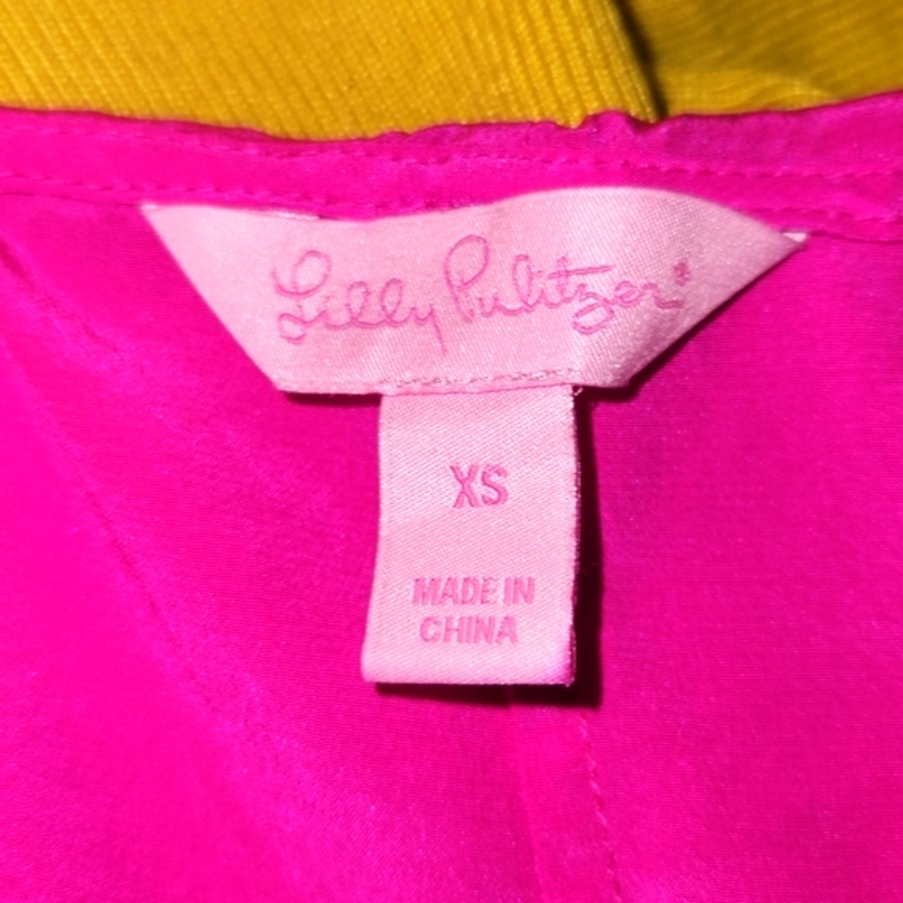 Lilly Pulitzer XS Hot Pink Silk Spring Strappy Blouse - Picture 4 of 6